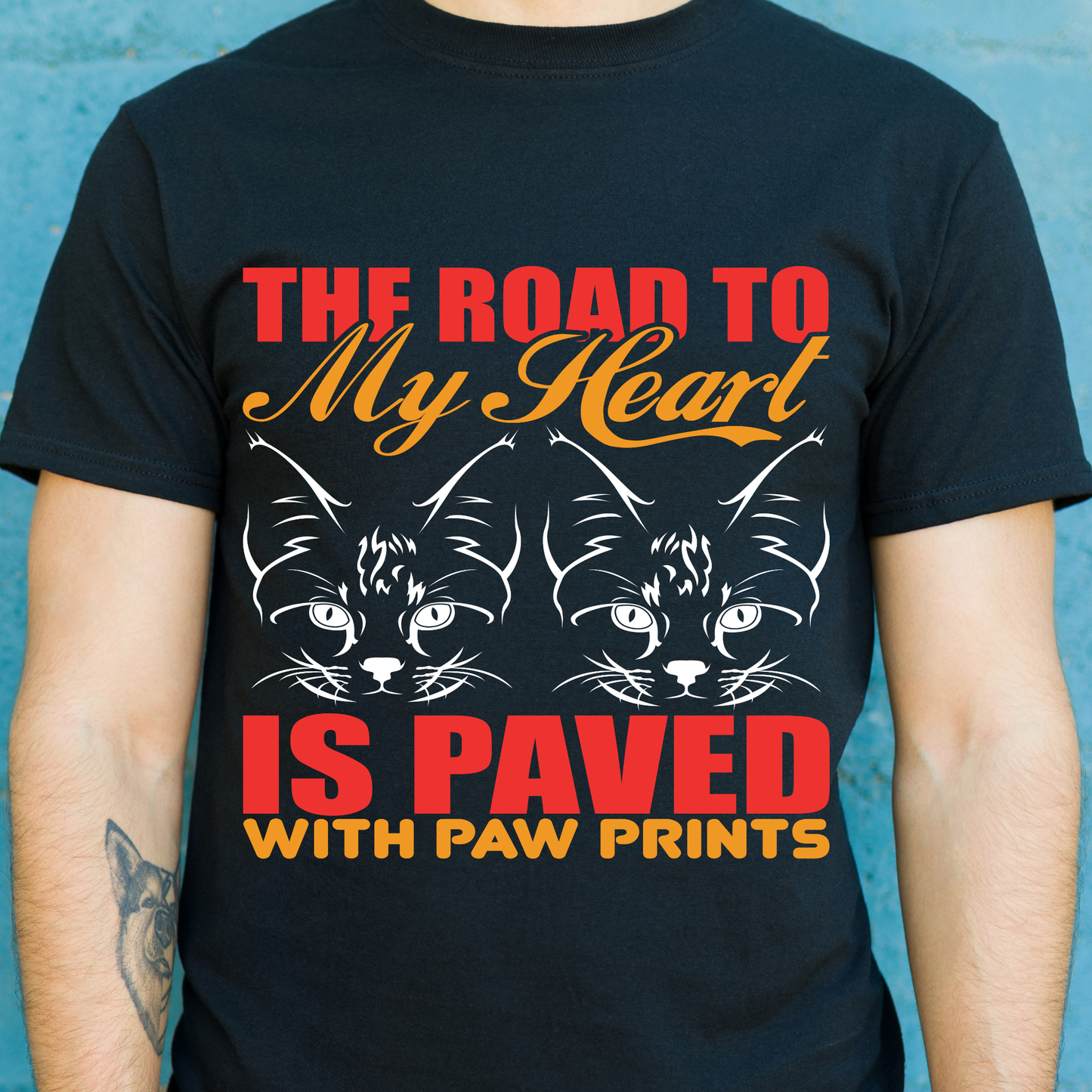 The road to my heart is paved with paw prints Cat animal t-shirt - Premium t-shirt from Lees Krazy Teez - Just $21.95! Shop now at Lees Krazy Teez