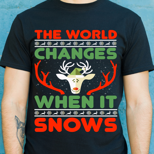 The world changes when it snows Christmas t-shirt - Premium t-shirt from Lees Krazy Teez - Just $21.95! Shop now at Lees Krazy Teez