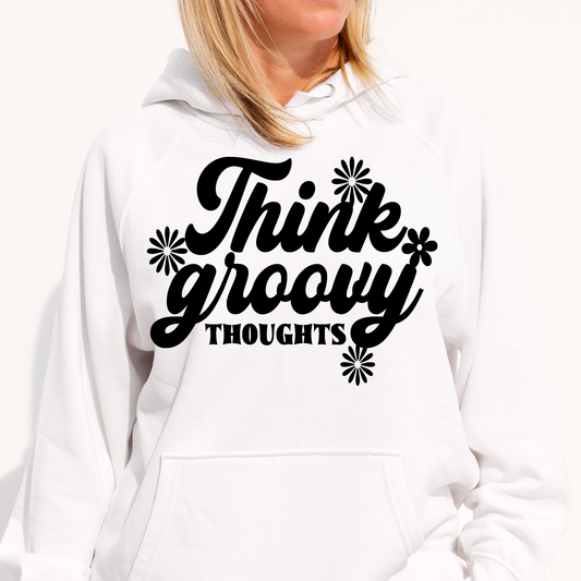 Think groovy thoughts Women's Hoodie - Premium t-shirt from Lees Krazy Teez - Just $39.95! Shop now at Lees Krazy Teez
