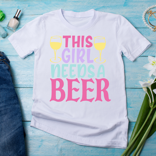 This girl needs a beer Women's beer drinking t-shirt - Premium t-shirt from Lees Krazy Teez - Just $21.95! Shop now at Lees Krazy Teez