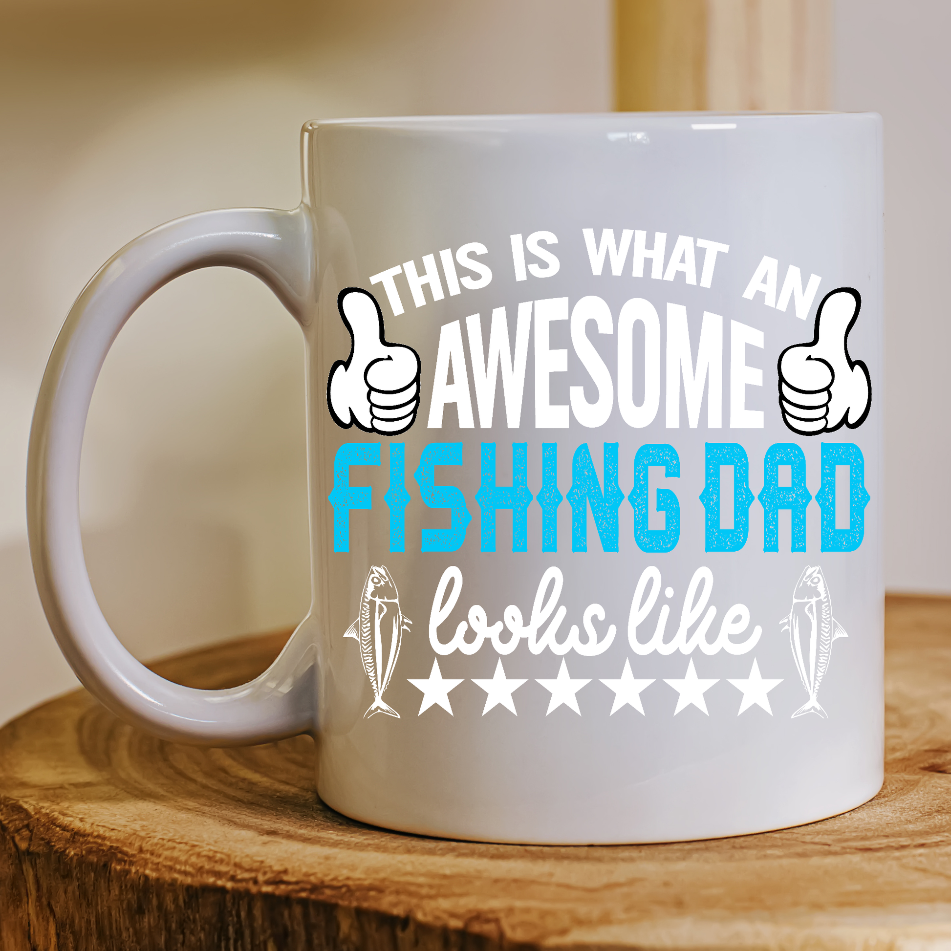 This is what an awesome fishing Dad looks like Mug - Premium mugs from Lees Krazy Teez - Just $24.95! Shop now at Lees Krazy Teez