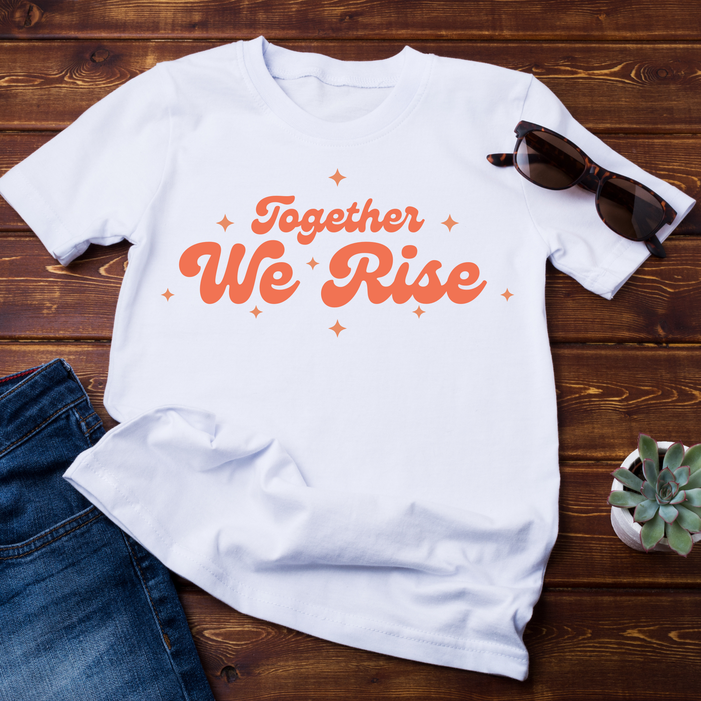 Together we rise white shirt for women - Premium t-shirt from Lees Krazy Teez - Just $21.95! Shop now at Lees Krazy Teez