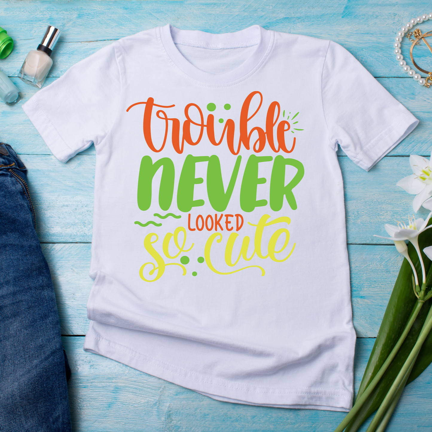 Trouble never looked so cute - Women's adorable t-shirt - Premium t-shirt from Lees Krazy Teez - Just $21.95! Shop now at Lees Krazy Teez