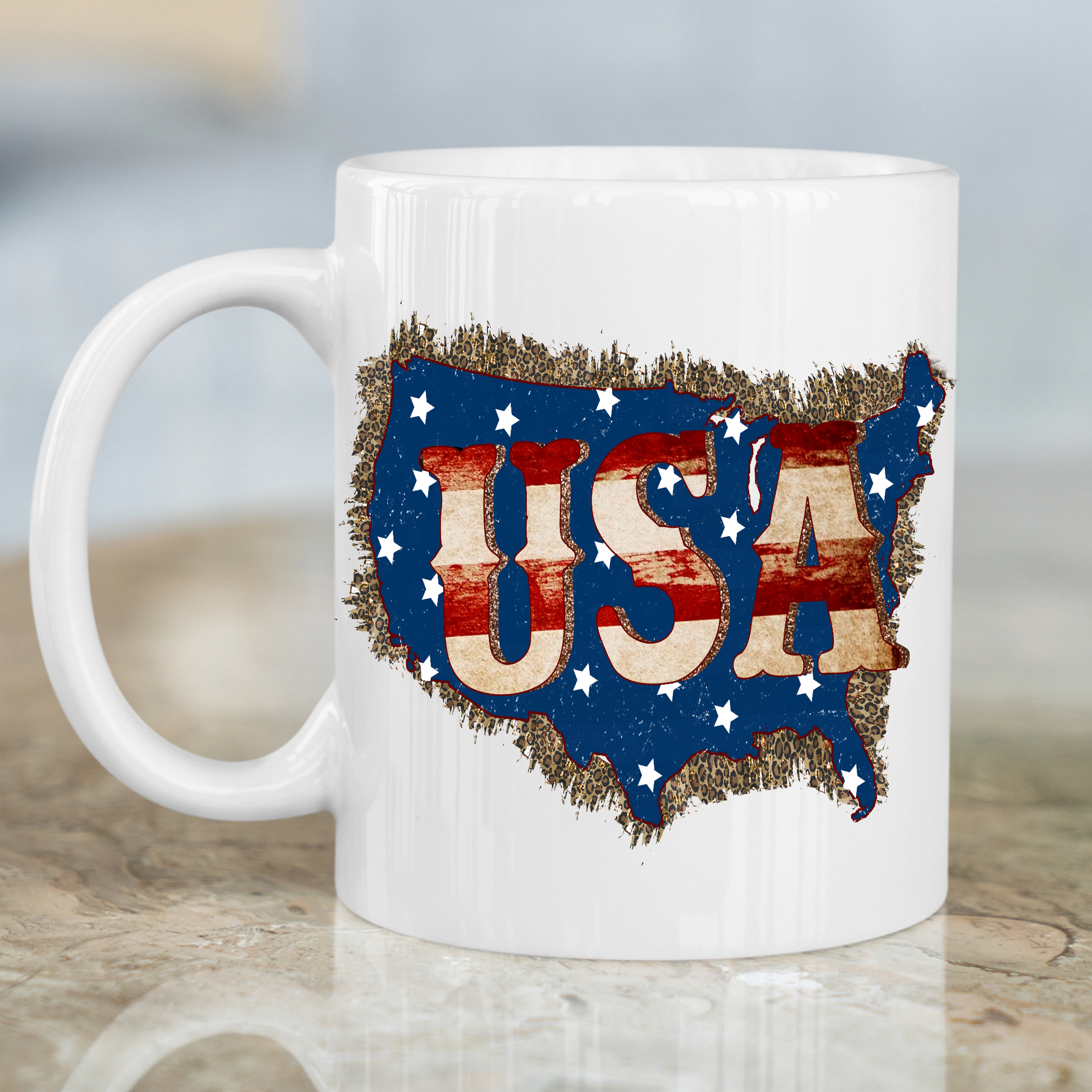 U.S.A flag vector art Fourth of July Mug - Premium mugs from Lees Krazy Teez - Just $24.95! Shop now at Lees Krazy Teez