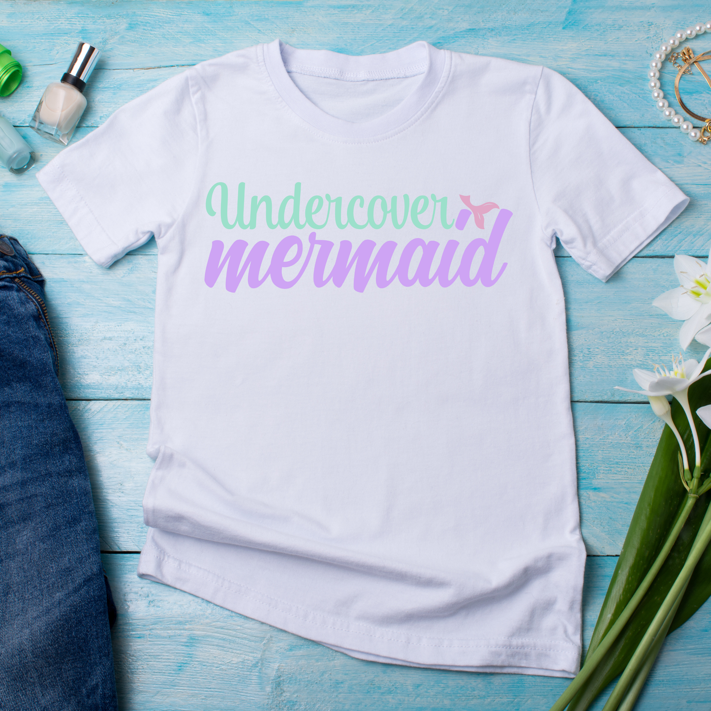 Undercover mermaid Women's cute t-shirt - Premium t-shirt from Lees Krazy Teez - Just $21.95! Shop now at Lees Krazy Teez