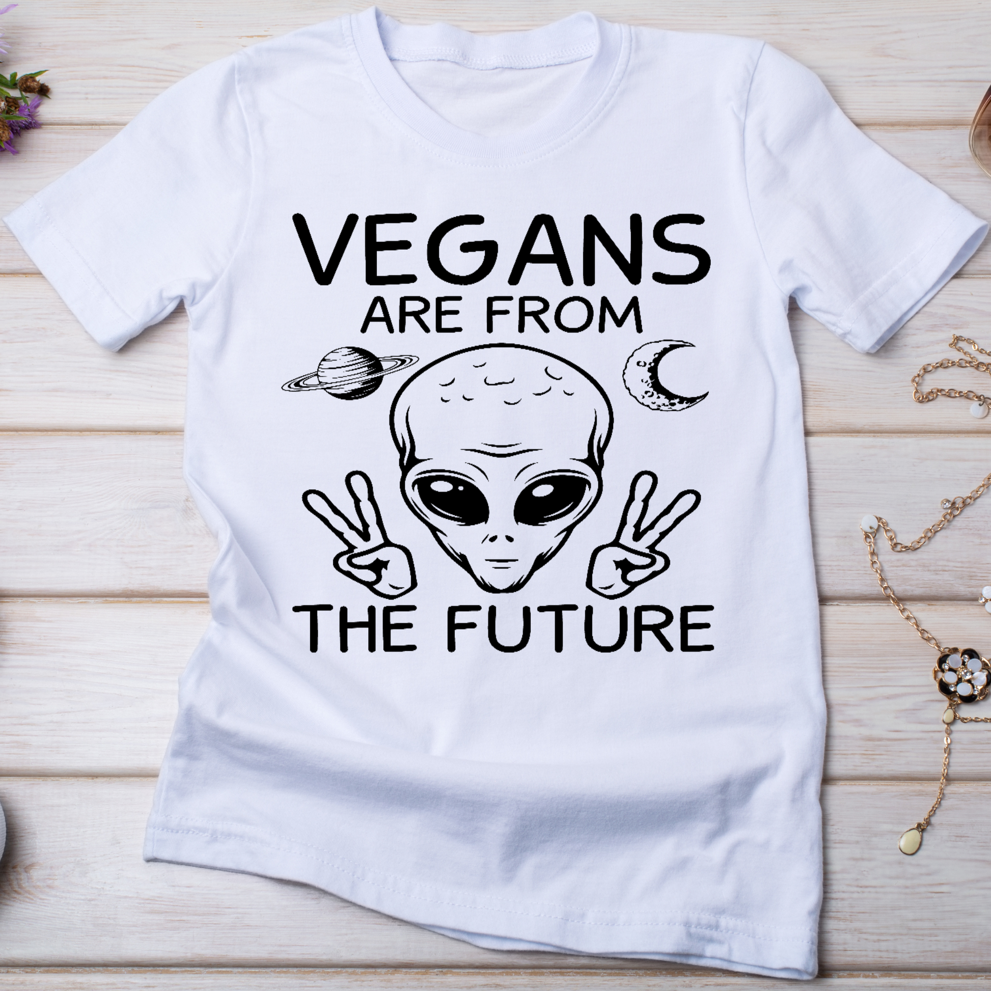Vegans are from the future Women's vegan t-shirt - Premium t-shirt from Lees Krazy Teez - Just $19.95! Shop now at Lees Krazy Teez