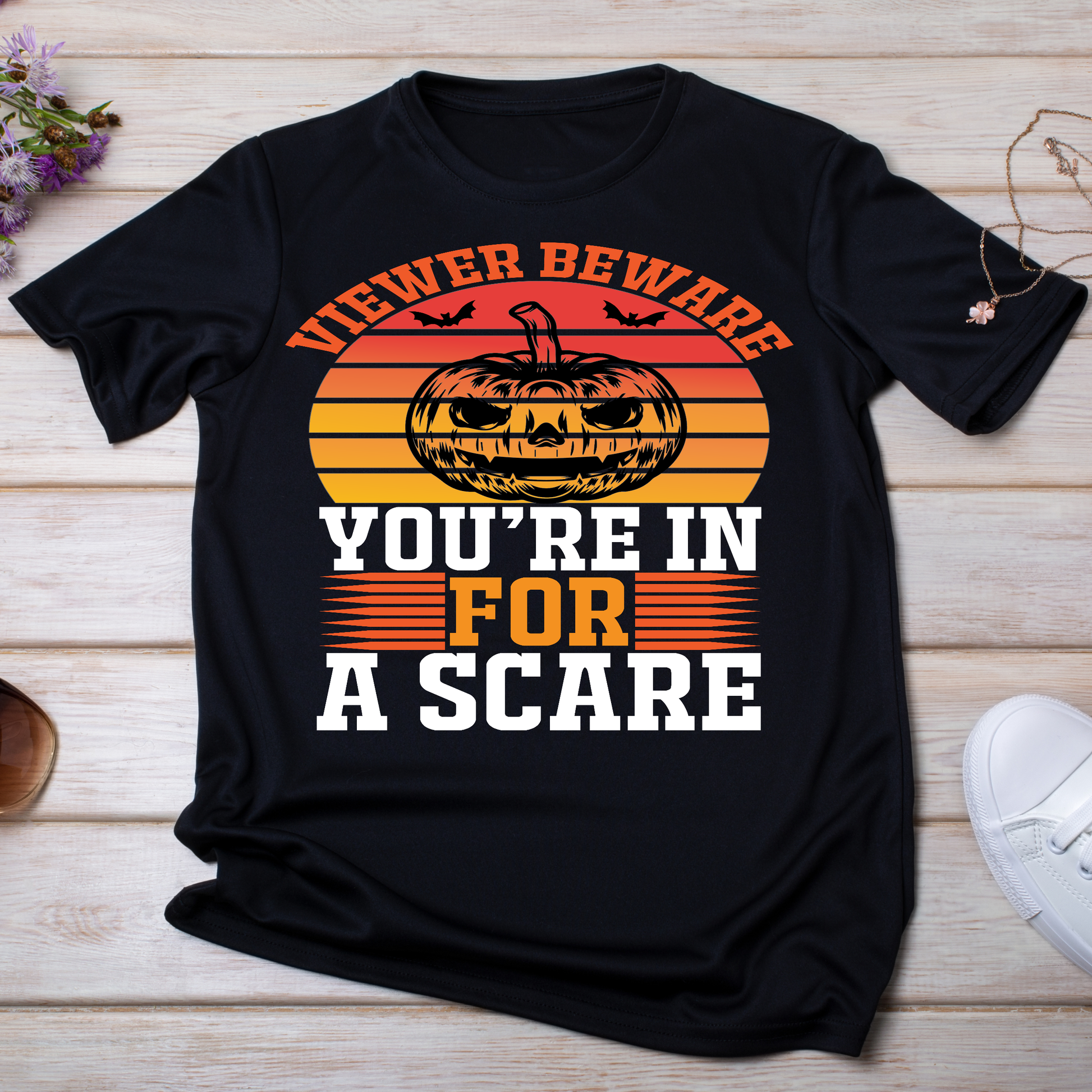 Viewer beware you're in for a scare Women's Halloween t-shirt - Premium t-shirt from Lees Krazy Teez - Just $21.95! Shop now at Lees Krazy Teez