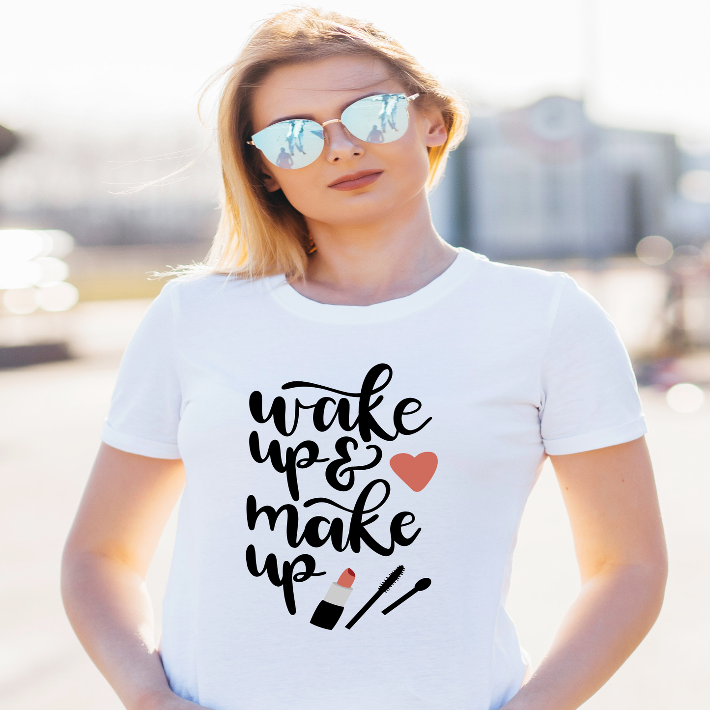 Wake up and make up Women's t-shirt - Premium t-shirt from Lees Krazy Teez - Just $19.95! Shop now at Lees Krazy Teez