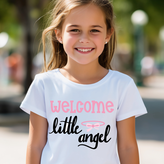 Welcome little angel girls youth t-shirt - Premium t-shirt from Lees Krazy Teez - Just $19.95! Shop now at Lees Krazy Teez
