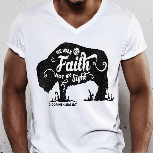 We walk be faith not by sight Christian Men's tshirt - Premium t-shirt from Lees Krazy Teez - Just $19.95! Shop now at Lees Krazy Teez