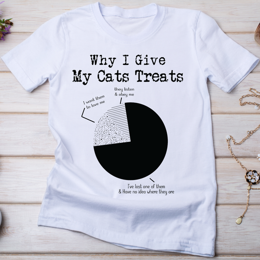 Why i give my cats treats Women's cat t-shirt - Premium t-shirt from Lees Krazy Teez - Just $19.95! Shop now at Lees Krazy Teez