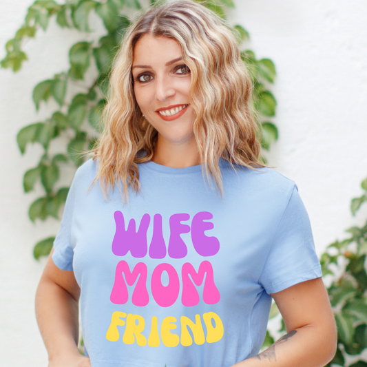Wife mom friend groovy Women's mommy t-shirt - Premium t-shirt from Lees Krazy Teez - Just $21.95! Shop now at Lees Krazy Teez