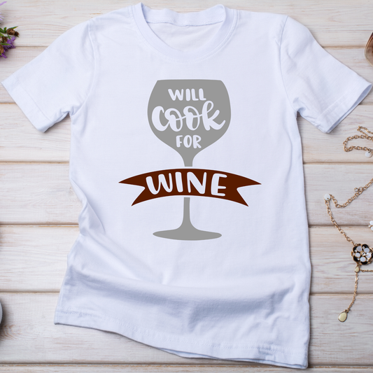 Will cook for wine drinking Women's t-shirt - Premium t-shirt from Lees Krazy Teez - Just $19.95! Shop now at Lees Krazy Teez