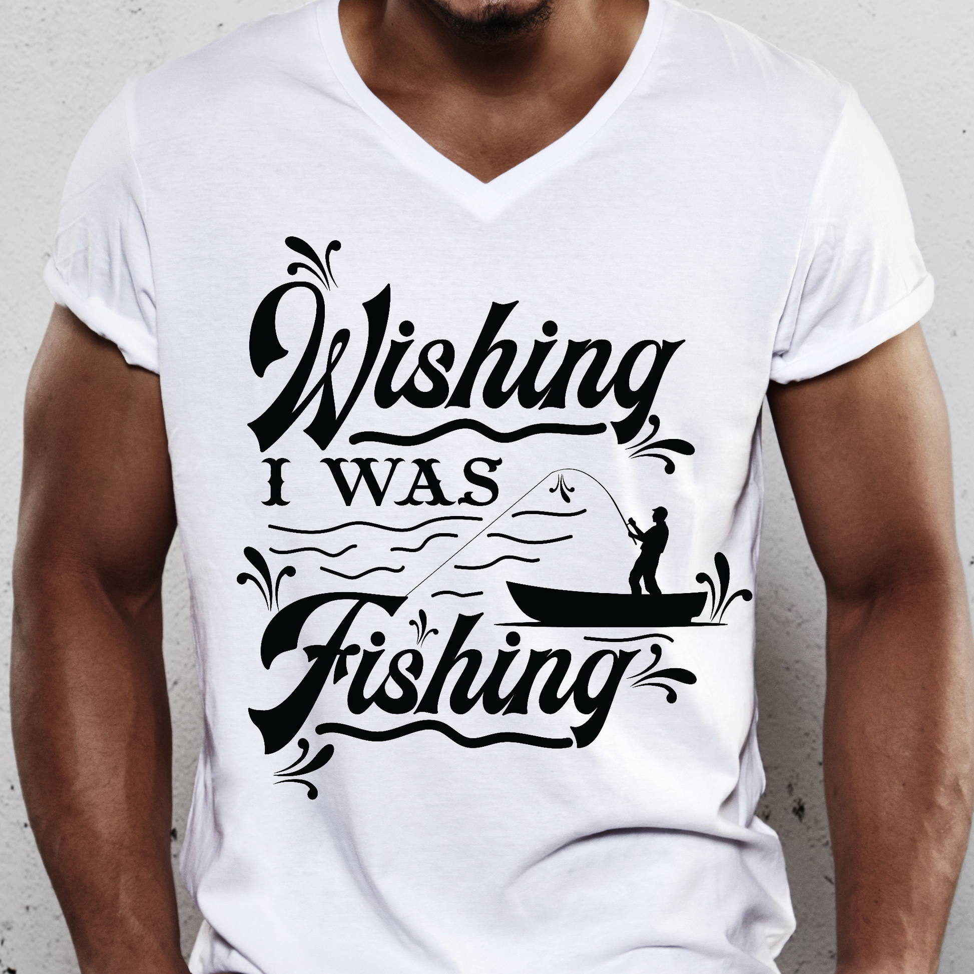 Wishing i was Fishing Men's outdoor adventure t-shirt - Premium t-shirt from Lees Krazy Teez - Just $19.95! Shop now at Lees Krazy Teez