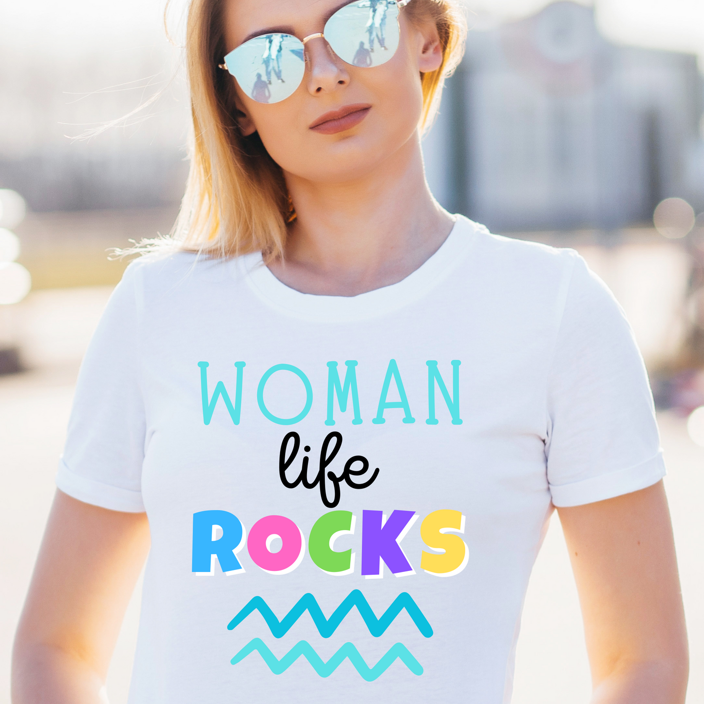 Woman life rocks Women's awesome funny tee - Premium t-shirt from Lees Krazy Teez - Just $21.95! Shop now at Lees Krazy Teez