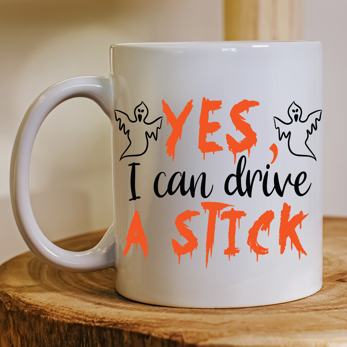 Yes i can drive a stick funny Halloween Mug - Premium mugs from Lees Krazy Teez - Just $24.95! Shop now at Lees Krazy Teez