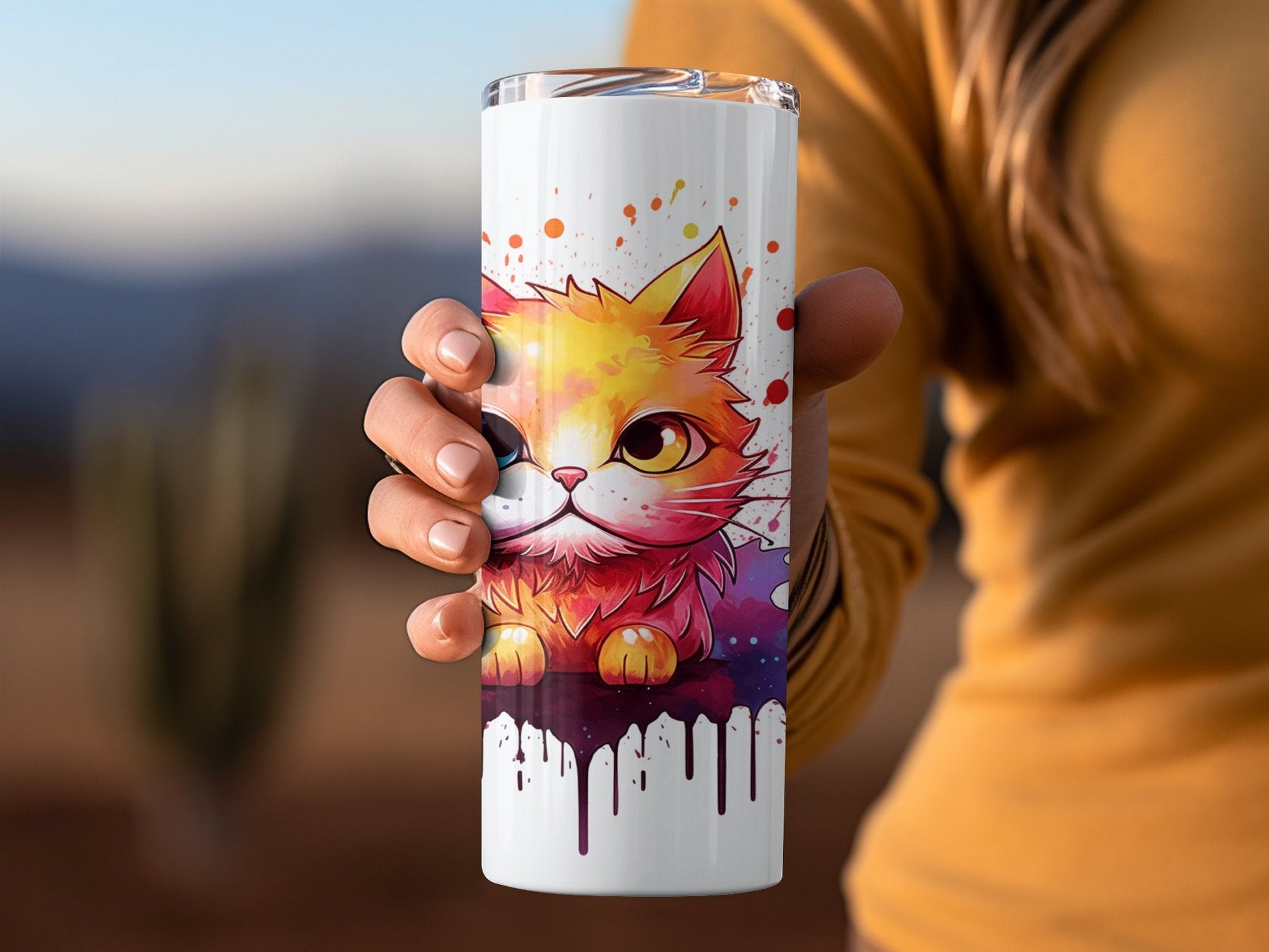 3d pissed off cat funny 20oz skinny tumbler - Premium tumbler from MyDesigns - Just $29.95! Shop now at Lees Krazy Teez