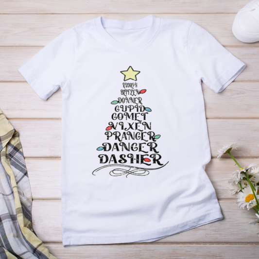 Prancer dancer dasher cupid reindeer Christmas tshirt - Premium t-shirt from MyDesigns - Just $16.95! Shop now at Lees Krazy Teez