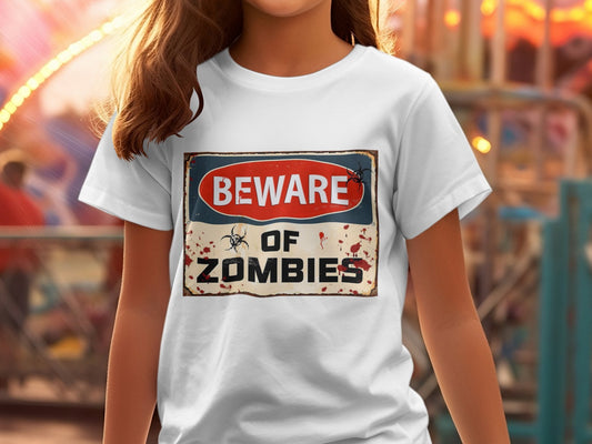 Beware of zombies funny Women's Halloween t-shirt - Premium t-shirt from MyDesigns - Just $19.95! Shop now at Lees Krazy Teez
