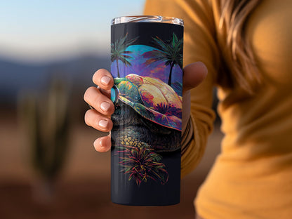 3d turtle neon art 20oz skinny tumbler - Premium tumbler from MyDesigns - Just $29.95! Shop now at Lees Krazy Teez