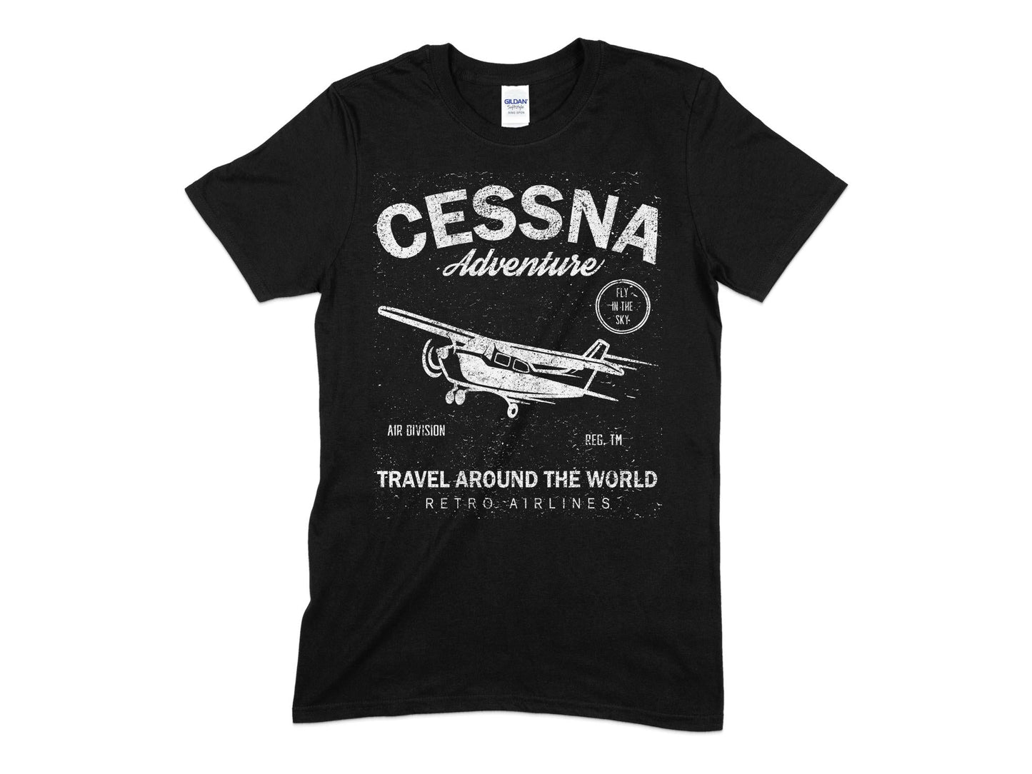 cessna distressed travel around the world t-shirt - Premium t-shirt from MyDesigns - Just $19.95! Shop now at Lees Krazy Teez