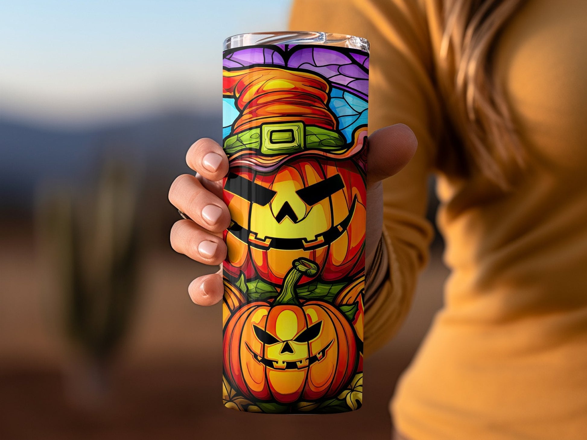 3d Pumpkins smiling horror funny 20oz Tumbler - Premium tumbler from MyDesigns - Just $29.95! Shop now at Lees Krazy Teez