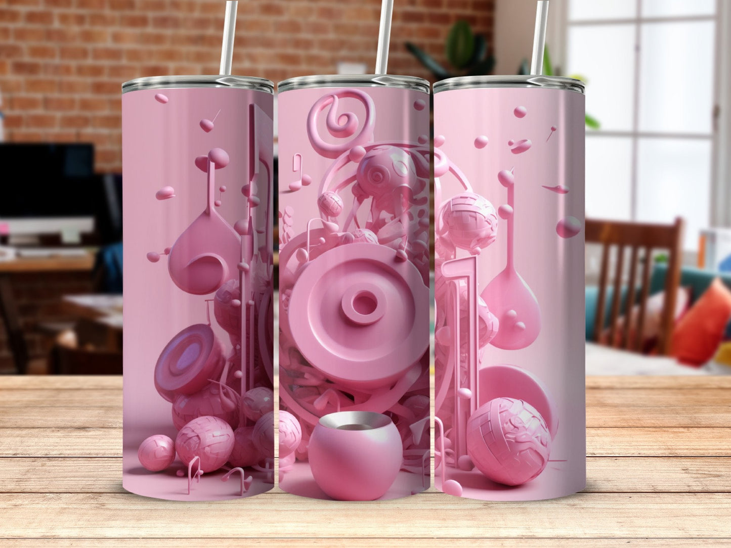Pink 3D Music vector art PNG 20oz sublimation tumbler - Premium tumbler from MyDesigns - Just $29.95! Shop now at Lees Krazy Teez