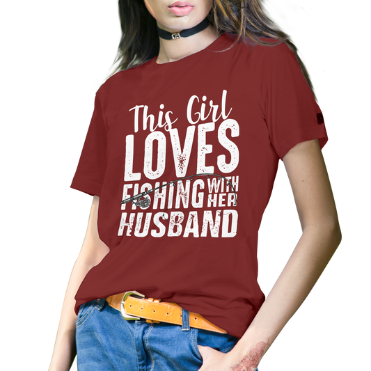 This girl loves fishing with her husband t-shirt - Premium t-shirt from MyDesigns - Just $19.95! Shop now at Lees Krazy Teez