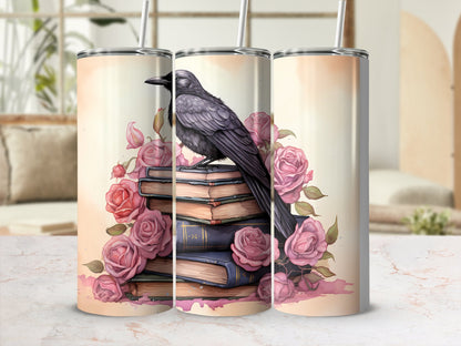 Bird on book of roses 20oz skinny tumbler - Premium tumbler from MyDesigns - Just $29.95! Shop now at Lees Krazy Teez