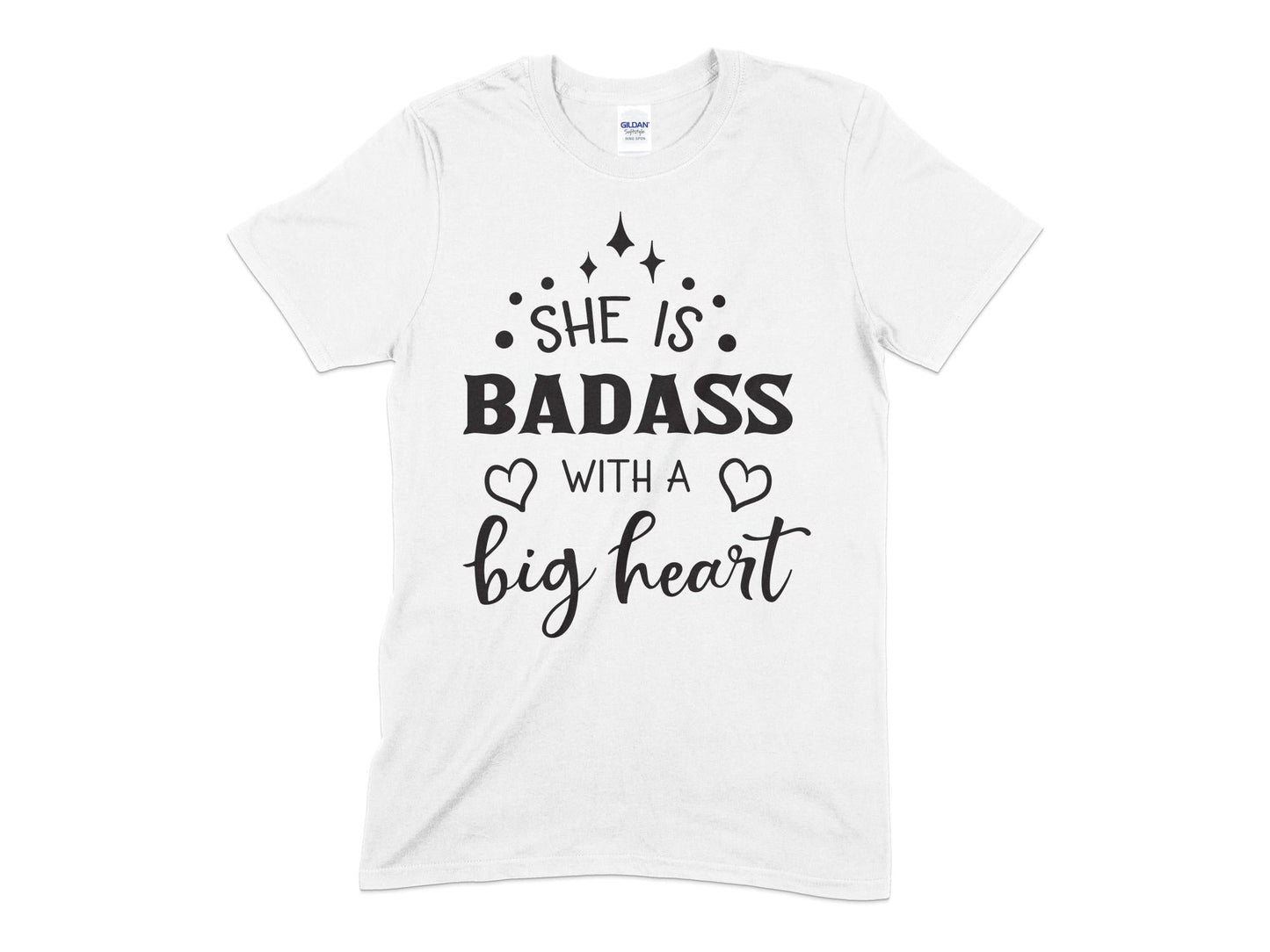 She is Badass with a big heart womens t-shirt - Premium t-shirt from MyDesigns - Just $19.95! Shop now at Lees Krazy Teez