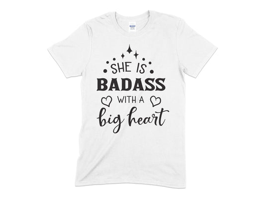 She is Badass with a big heart womens t-shirt - Premium t-shirt from MyDesigns - Just $19.95! Shop now at Lees Krazy Teez