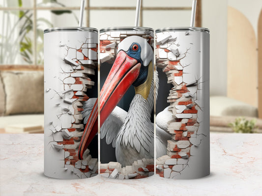 Pelican 3D Cracked Hole 20 Oz - 20oz skinny sublimation tumbler - Premium tumbler from MyDesigns - Just $29.95! Shop now at Lees Krazy Teez