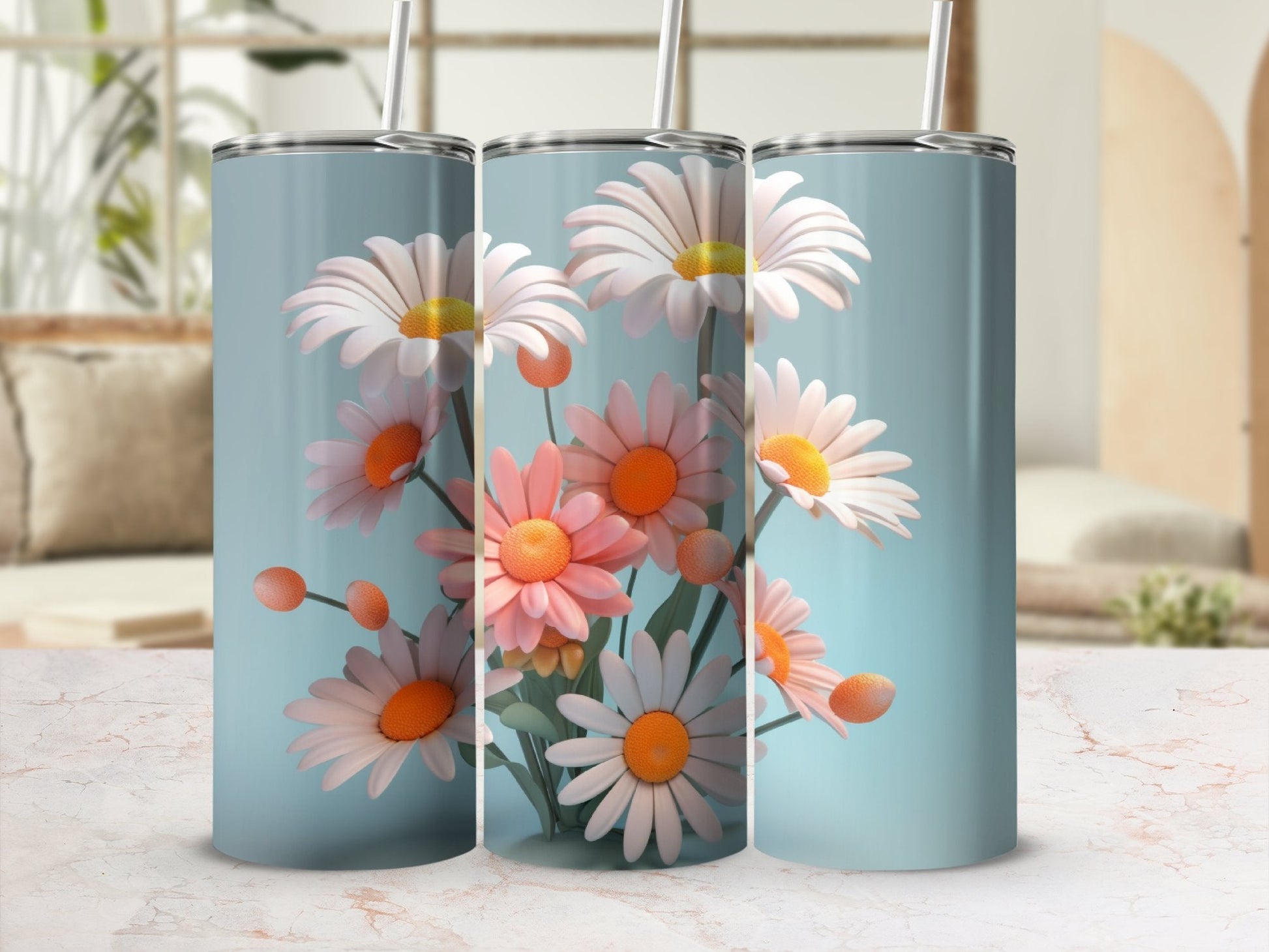 Daisies Flowers 20 Oz 20oz skinny tumbler - Premium tumbler from MyDesigns - Just $26.95! Shop now at Lees Krazy Teez