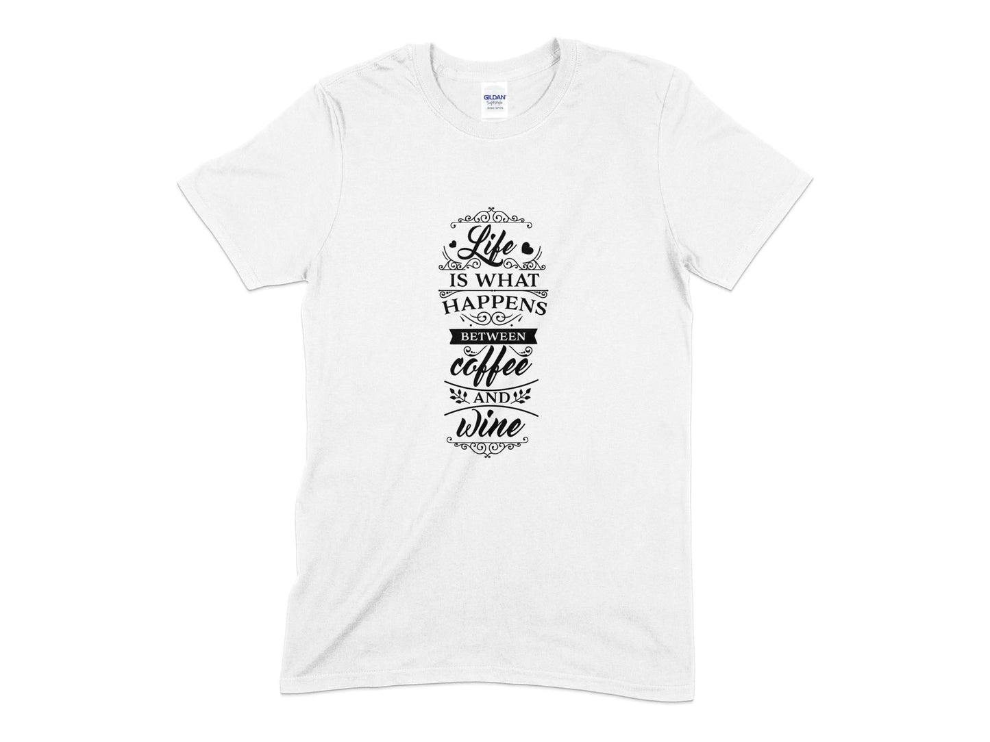Life is what happens between coffee and wine t-shirt - Premium t-shirt from MyDesigns - Just $19.95! Shop now at Lees Krazy Teez