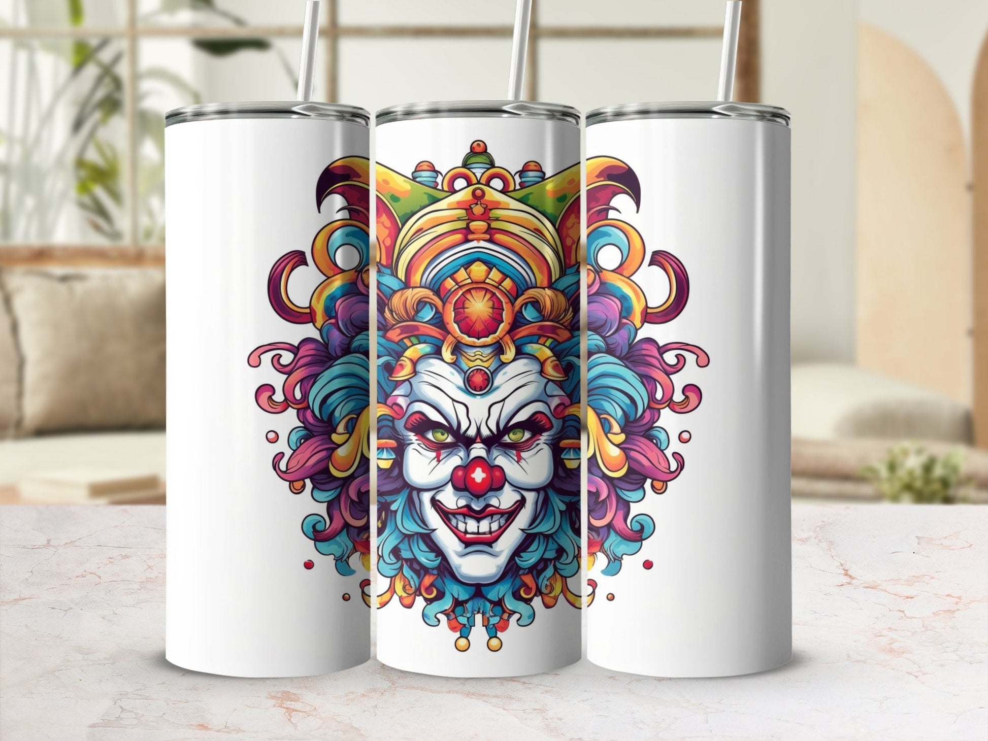 Evil woman clown 20oz skinny tumbler wrap - Premium tumbler from MyDesigns - Just $26.95! Shop now at Lees Krazy Teez