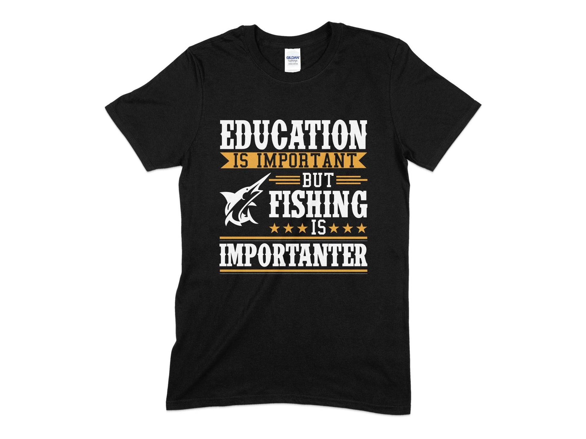Education is important but fish is importanter funny shirt - Premium t-shirt from MyDesigns - Just $19.95! Shop now at Lees Krazy Teez