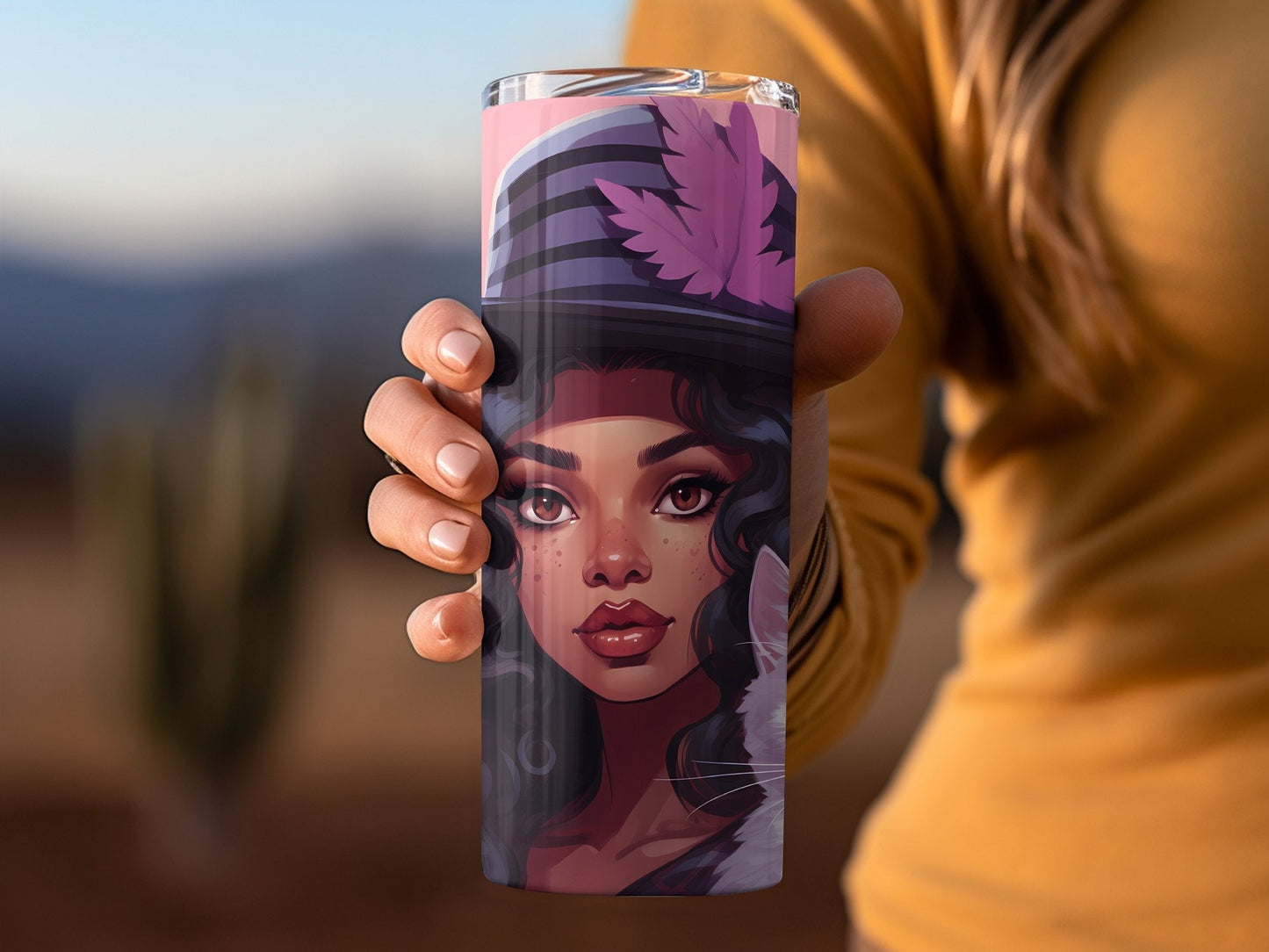 Witch with her cat 20oz skinny sublimation tumbler - Premium tumbler from MyDesigns - Just $29.95! Shop now at Lees Krazy Teez