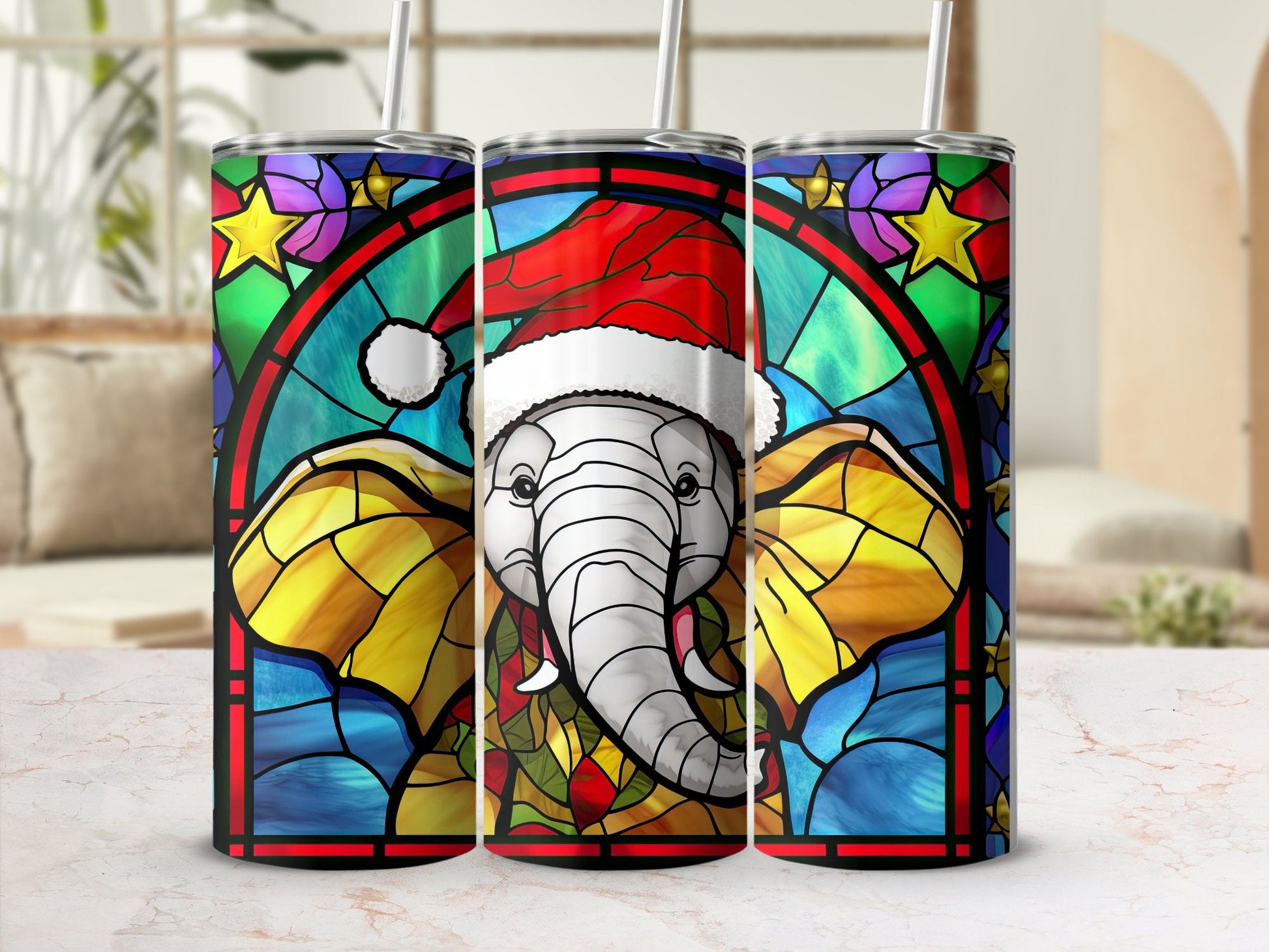Elephant in santa hat skinny awesome 20oz tumbler - Premium tumbler from MyDesigns - Just $26.95! Shop now at Lees Krazy Teez