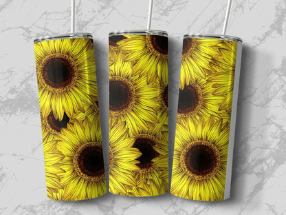 Sunflower 3d sublimation 20oz skinny sublimation tumbler - Premium tumbler from MyDesigns - Just $29.95! Shop now at Lees Krazy Teez