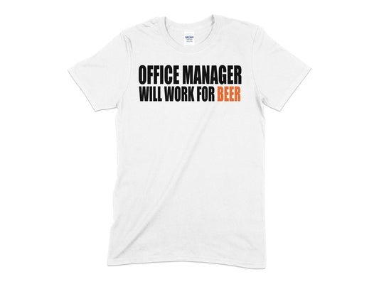 office manager will work for beer - Premium t-shirt from MyDesigns - Just $19.95! Shop now at Lees Krazy Teez