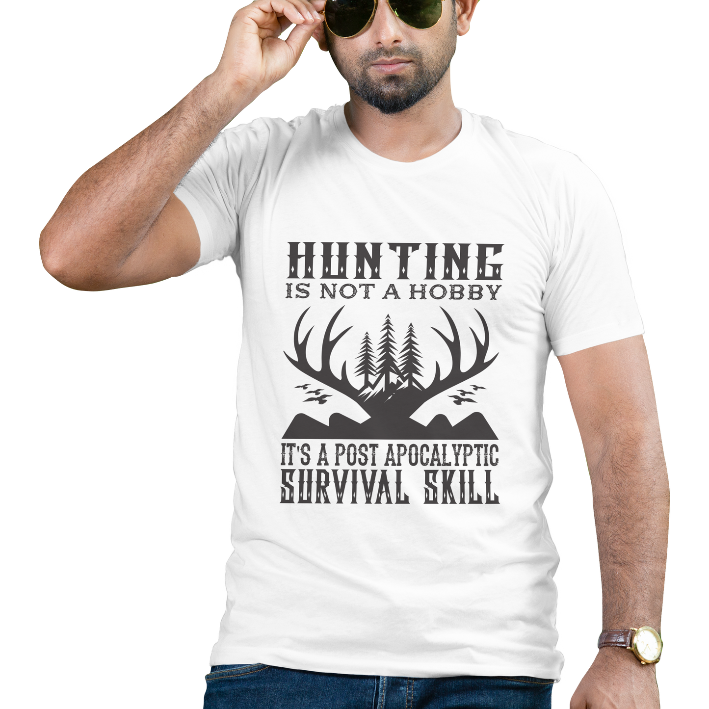 Hunting is not a hobby its a post apocalptic survial skill t-shirt - Premium t-shirt from MyDesigns - Just $19.95! Shop now at Lees Krazy Teez