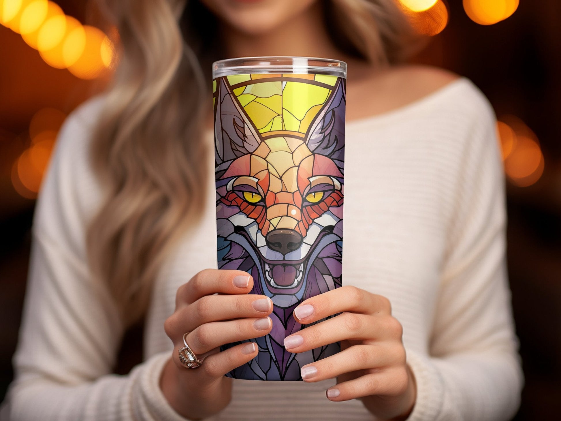 3d stained art tumbler evil wolf 20oz skinny tumbler - Premium tumbler from MyDesigns - Just $29.95! Shop now at Lees Krazy Teez