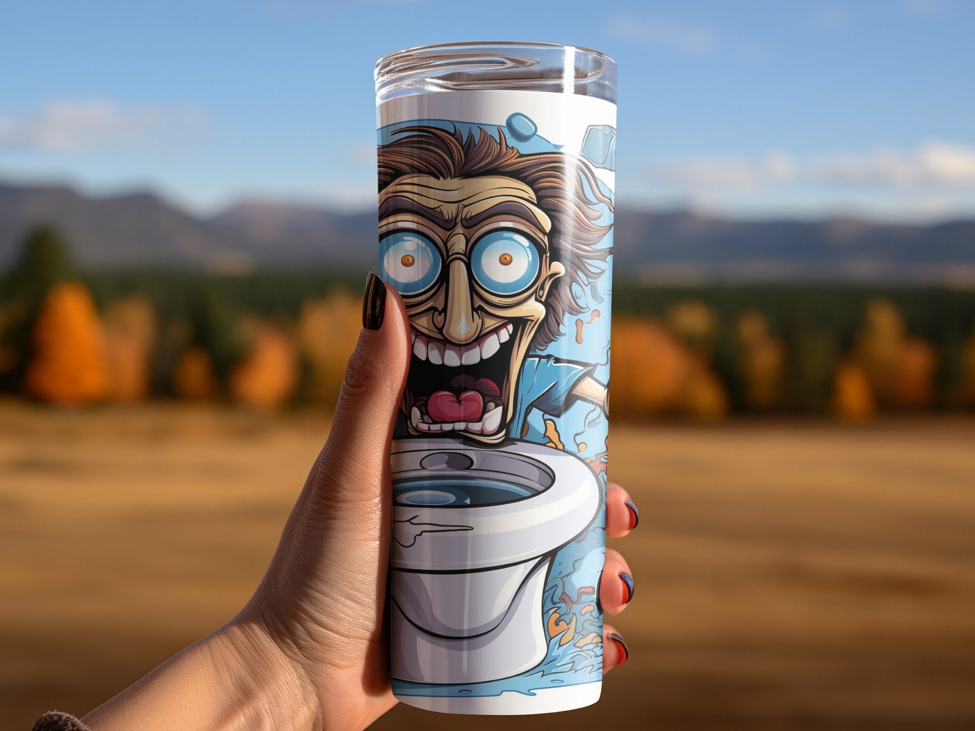3d mad plummer toilet funny 20oz skinny tumbler - Premium tumbler from MyDesigns - Just $29.95! Shop now at Lees Krazy Teez