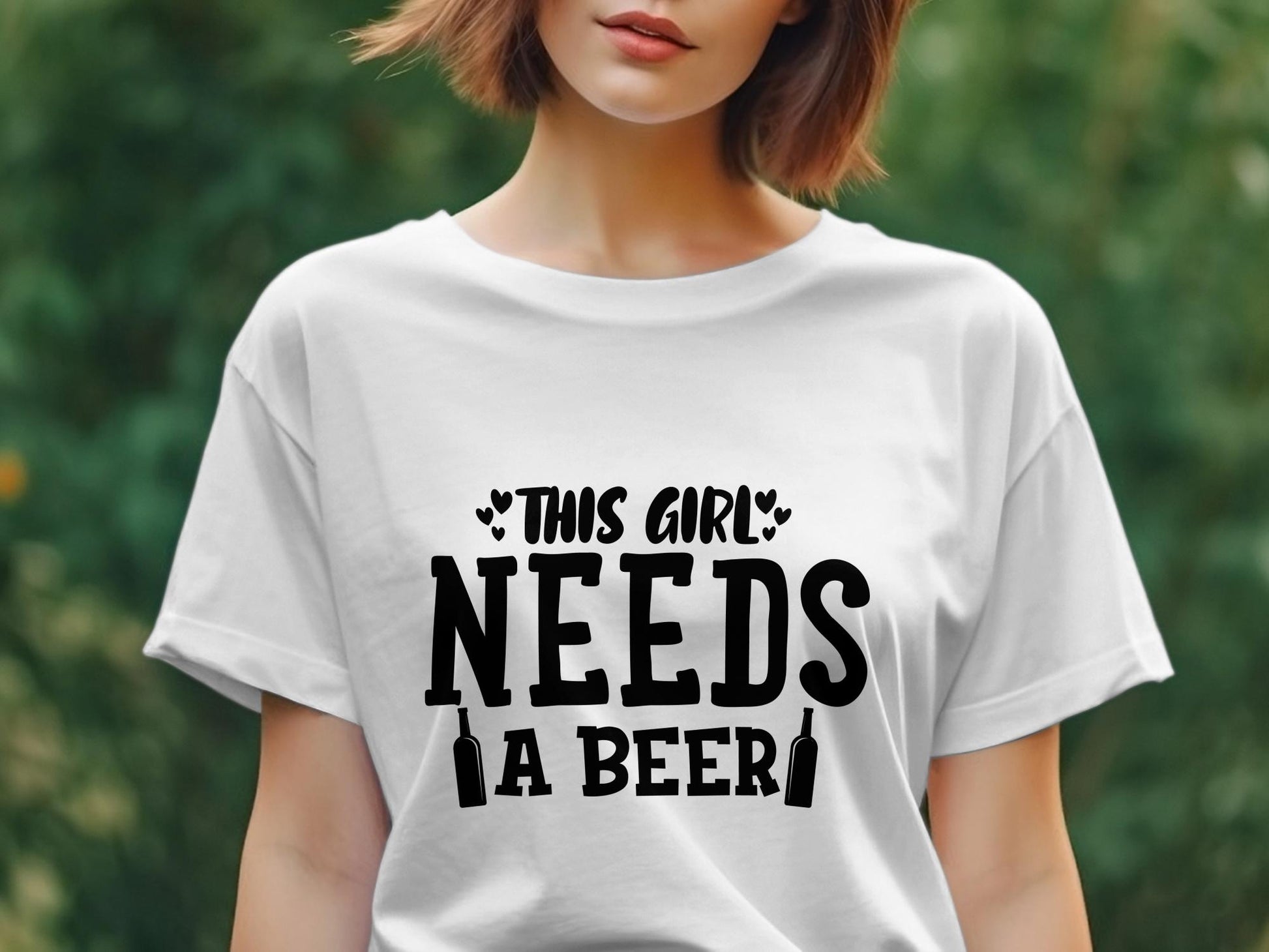 this girl needs a beer Women's Ladies t-shirt - Premium  from MyDesigns - Just $19.95! Shop now at Lees Krazy Teez