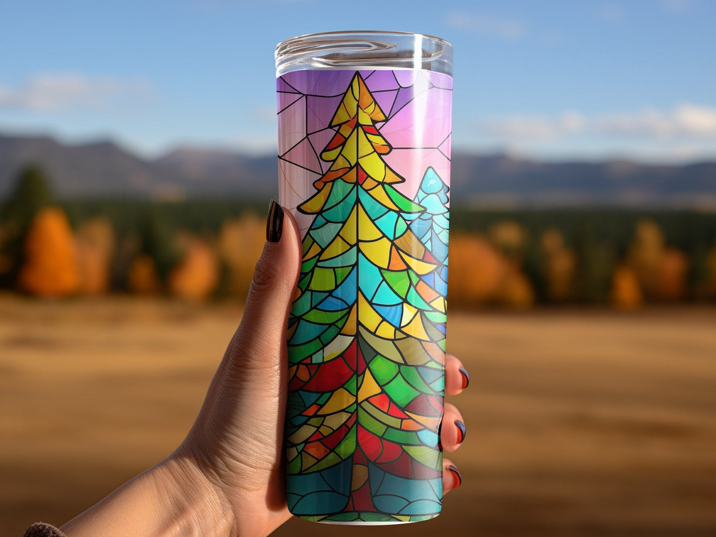 Christmas Stained glass tree skinny awesome 20oz - Premium tumbler from MyDesigns - Just $26.95! Shop now at Lees Krazy Teez