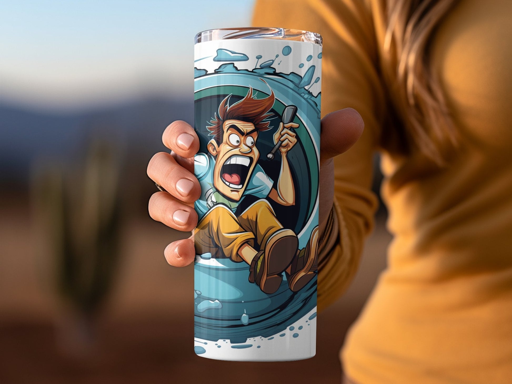 3d plummer being flushed down the toilet tumbler - Premium tumbler from MyDesigns - Just $29.95! Shop now at Lees Krazy Teez