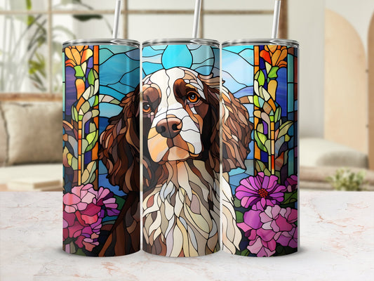 Stained glass dog animal tumbler 20oz skinny tumbler - Premium tumbler from MyDesigns - Just $29.95! Shop now at Lees Krazy Teez