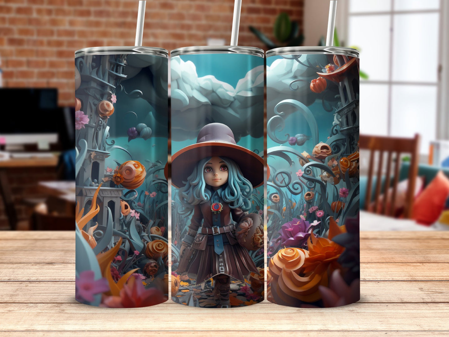 3d witch walking in garden 20oz skinny tumbler - Premium tumbler from MyDesigns - Just $29.95! Shop now at Lees Krazy Teez