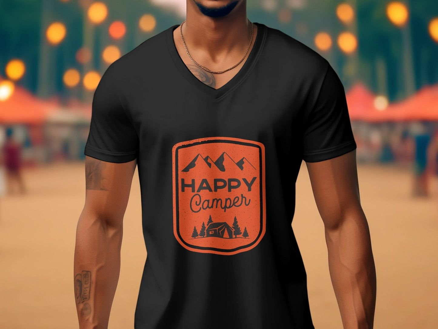 Happy camper outdoor Men's camping tee shirt - Premium t-shirt from MyDesigns - Just $19.95! Shop now at Lees Krazy Teez