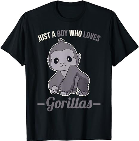 Just A Boy Who Loves Gorillas T-Shirt - Premium t-shirt from MyDesigns - Just $19.95! Shop now at Lees Krazy Teez